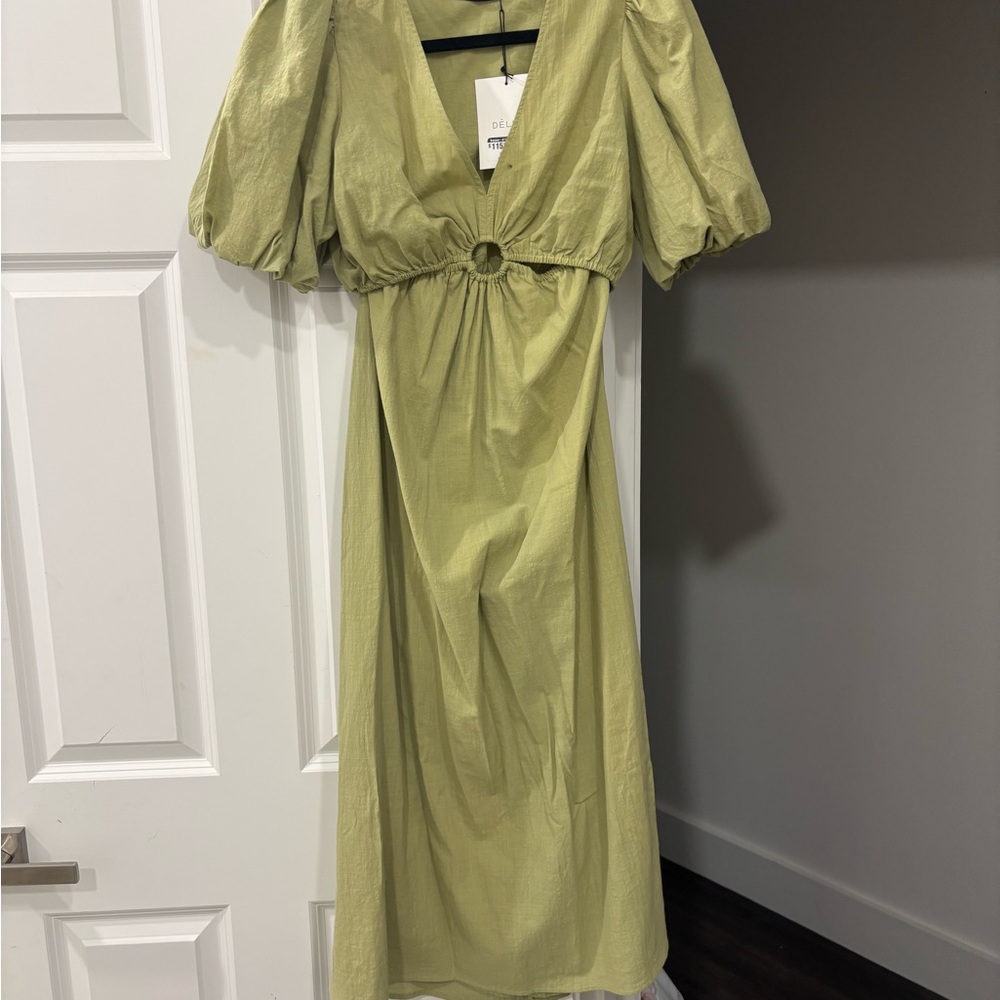 Deluc cut out puff sleeve midi